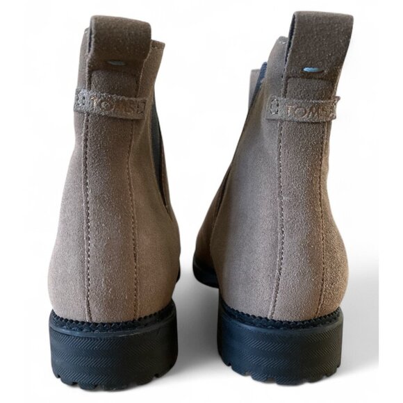 Toms Cleo Water-Resistant Chelsea Boots Size 7 Taupe Gray Pull-On Stretch - Picture 2 of 5